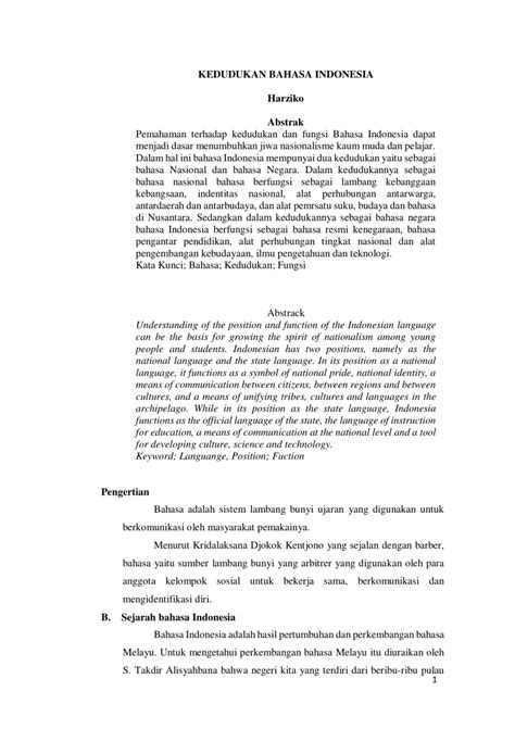 Pdf Kedudukan Bahasa Indonesia