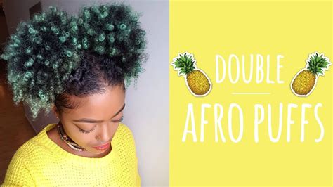 Double Afro Puffs On Natural Hair Youtube