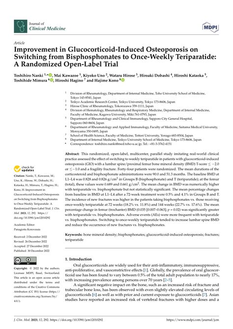 Pdf Improvement In Glucocorticoid Induced Osteoporosis On Switching