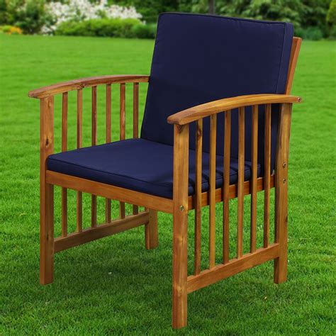 Кресло дерево, Green Days, Акация, 82х59х66 см, подушка синяя в Москве ...