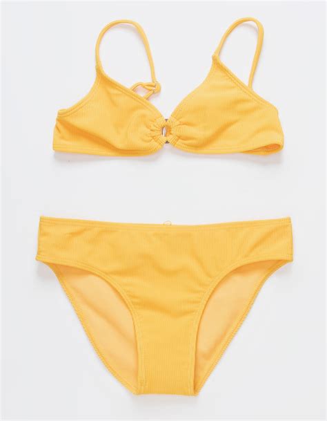 Rsq Girls Rib O Ring Bralette Bikini Set Yellow Tillys