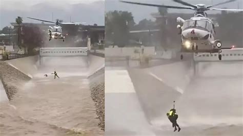 ¡de Película El Increíble Rescate Aéreo De Un Hombre Que Se Lanzó Al