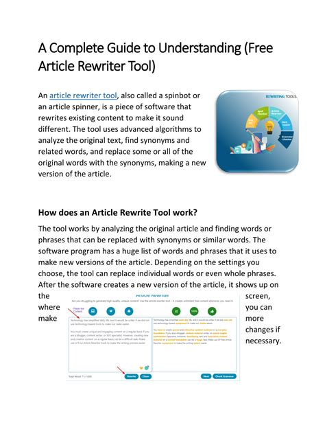 PPT A Complete Guide To Understanding Free Article Rewriter Tool