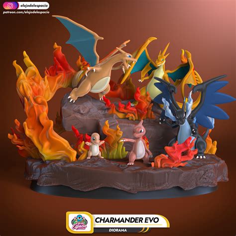 Fichier 3D Pokemon Diorama charmander evolutions 🐉・Plan à imprimer en