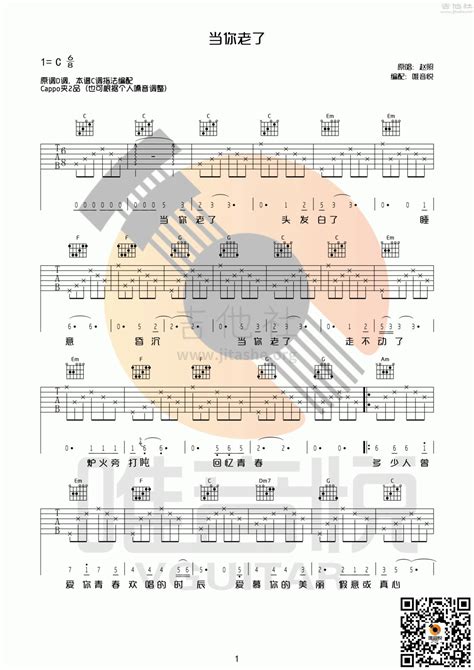 当你老了吉他谱图片谱弹唱完美版口琴间奏赵照