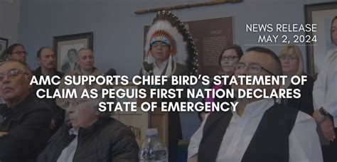 Amc Supports Chief Birds Statement Of Claim As Peguis First Nation