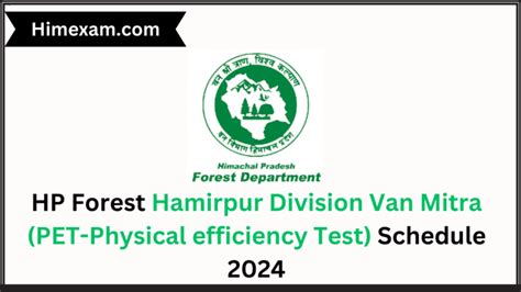 HP Forest Hamirpur Division Van Mitra PET Physical Efficiency Test