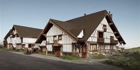 A Modern Half Timbered House On The Foot Of Elbrus Stable Diffusion