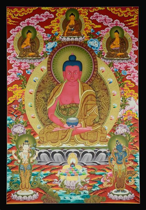 Masterpiece Amitabha Buddha Thangka 24k Gold Detail