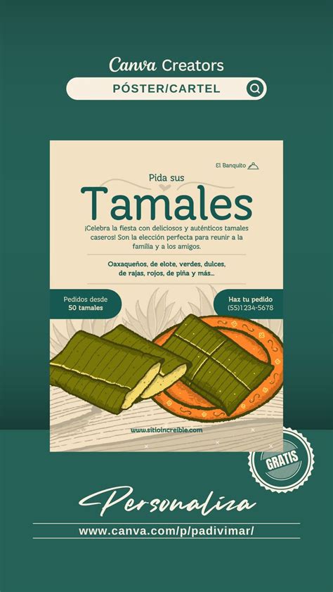 Plantilla Gratis Y Editable En Canva De P Ster Para Venta De Tamales In