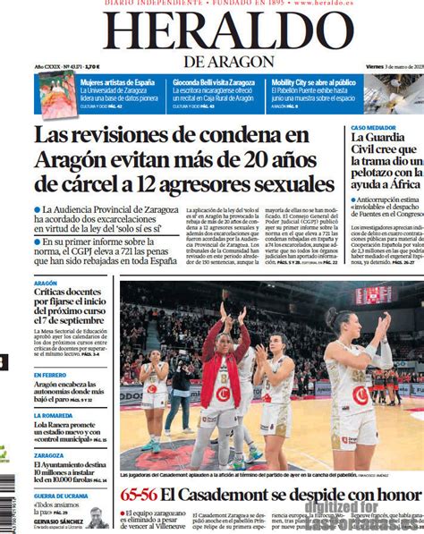 Periodico Heraldo De Aragon 3 3 2023