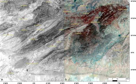 a: Grayscale image of Landsat 9 Band 5 b: RGB-532 band combination of... | Download Scientific ...