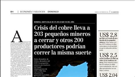 Crisis del cobre lleva a 203 pequeños mineros a cerrar y otros 200