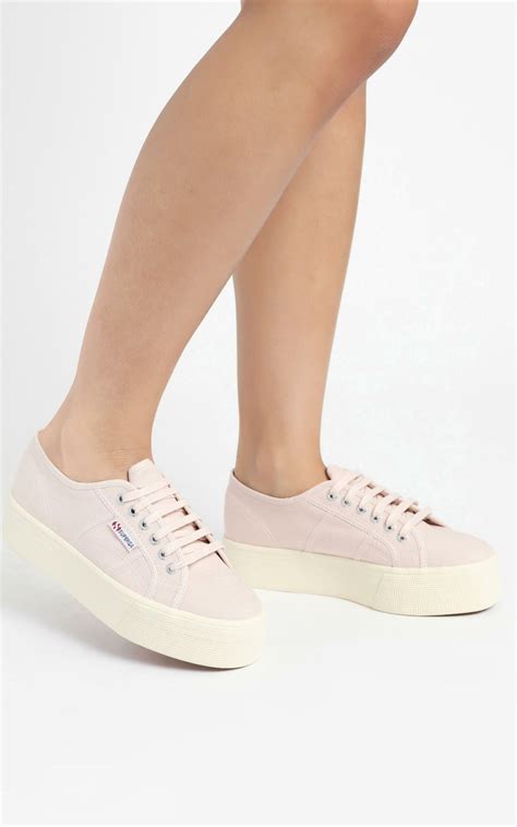 Superga 2790 Acotw Linea Up And Down Platform Sneaker In Pink Peach