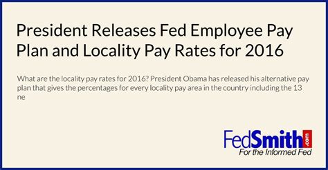 President Releases Fed Employee Pay Plan And Locality Pay Rates For