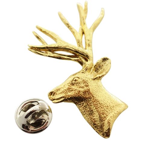 Mule Deer Head Pin ~ 24k Gold ~ Lapel Pin Mule Deer Lapel Pins Head