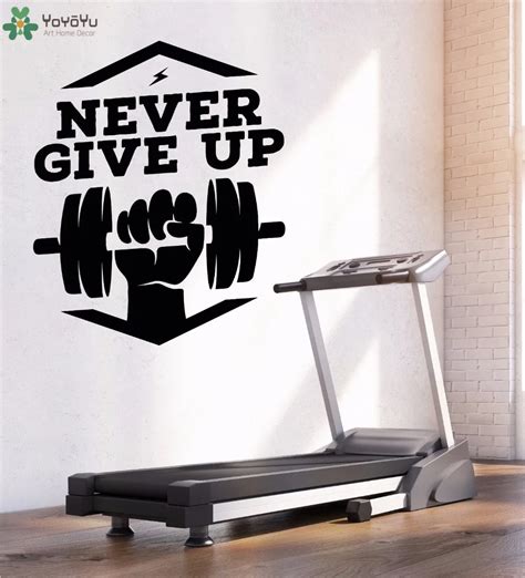 Yoyoyu Wall Decal Gym Logo Wall Sticker Fitness Quotes Never Give Up