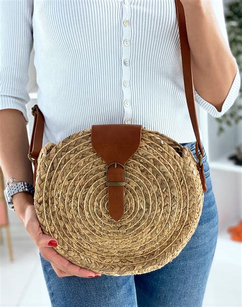 Sac Bandouli Re Rond En Paille