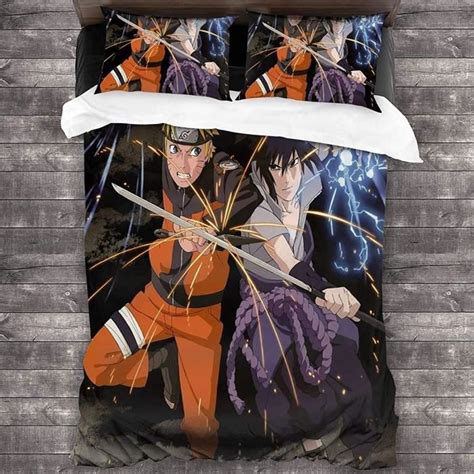 Naruto Parure De Lit 3D Anime Pour Enfant 1 Housse De Couette Et 2