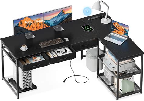 Amazon Aodk L Shaped Computer Desk With Fabric Drawers And File