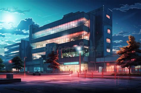 Immersive Office Building Exterior Anime Visual Novel Game Generate Ai