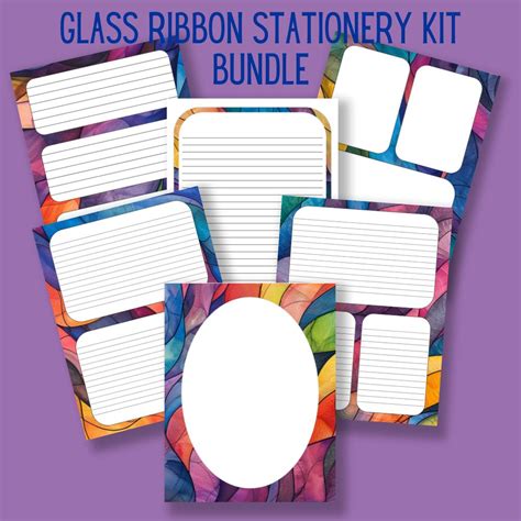 Glass Ribbon Stationery Kit Bundle Plr Stack Wildflower Digitals