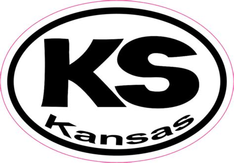 3in X 2in Oval KS Kansas Sticker Vinyl Car Window State Bumper Stickers