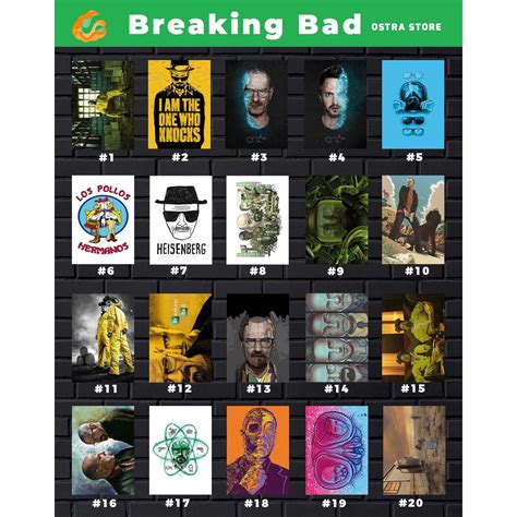 Breaking Bad 01 a 20 Séries Placa decorativa MDF 14x20 Quadro