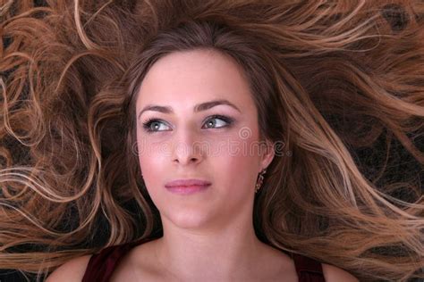 Beautiful Blond Girl Lying On Her Back Stock Image Image Of Long