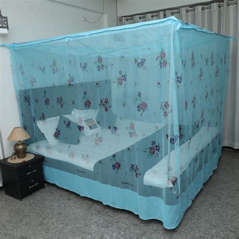 Embossed Floral Printed Mosquito Net For King Size Bed Double Bed