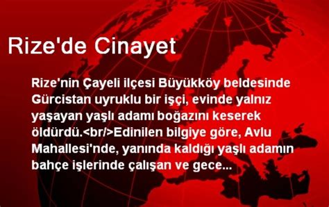 Rize De Cinayet Haberler