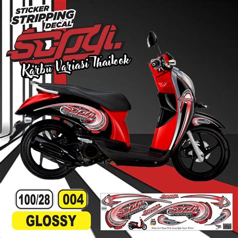 Striping Sticker Decal Motor Honda Scoopy Karbu Variasi AR 02 Glossy