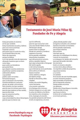 Testamento De Jos Mar A V Laz Sj Fundador De Fe Y Alegr A By Fe Y