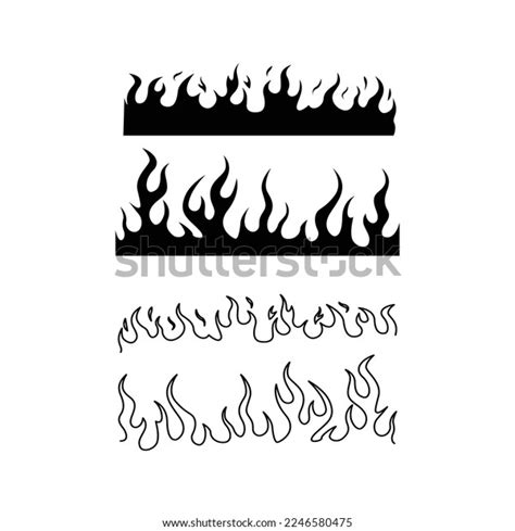 Fire Flames Vector Set Illustration Silhouette Stock Vector Royalty