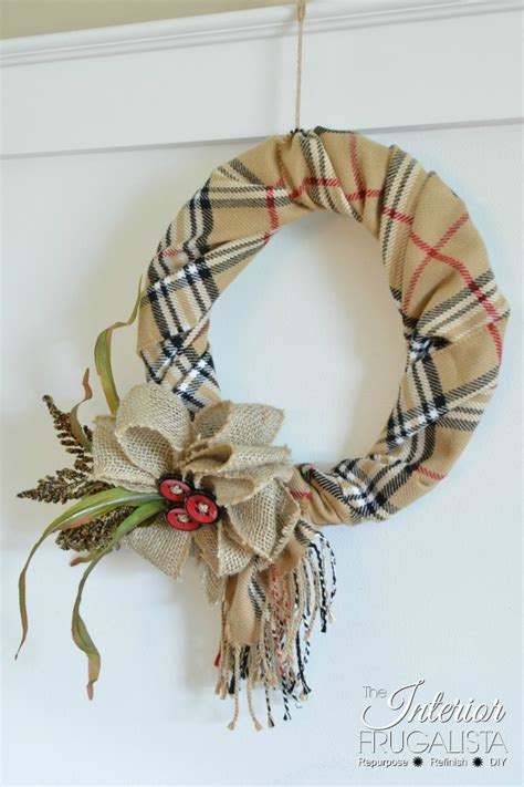 A Quick And Easy Diy Fall Scarf Wreath The Interior Frugalista