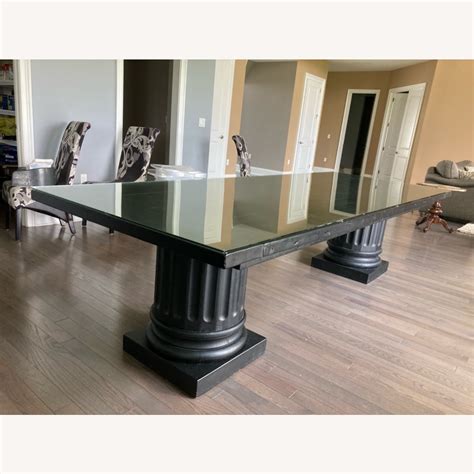 Restoration Hardware Architectural Column Table Glass Top Aptdeco