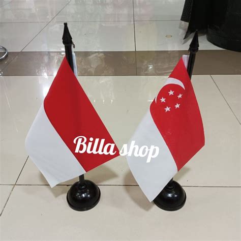 Jual Tiang Kayu Meja Bendera Indonesia Singapur Shopee Indonesia