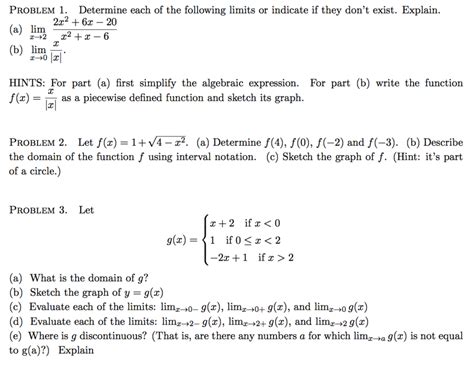 Solved PROBLEM 1 Determine Each Of The Following Limits O Chegg