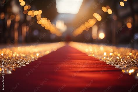 Der Rote Teppich Eleganz Und Glamour Auf Schritt Und Tritt Stock Foto