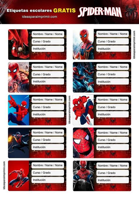 Introducir 97 Imagen Etiquetas Escolares Spiderman Para Imprimir