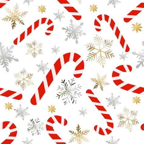 Premium Vector Christmas Seamless Pattern With Candy Cane And Snowflakes