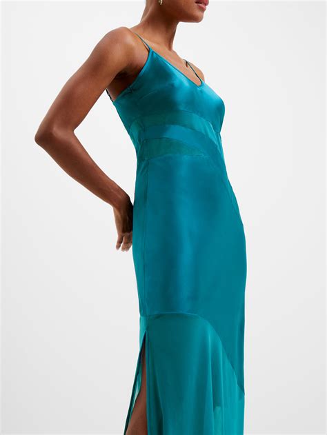 Inu Satin Strappy Maxi Dress Ocean Depths French Connection Us