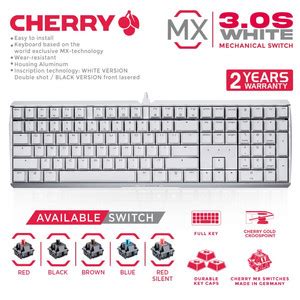 Promo Cherry MX Mechanical Gaming Keyboard White Full Keys - MX 3.0S NBL - RED SWITCH - Jakarta ...