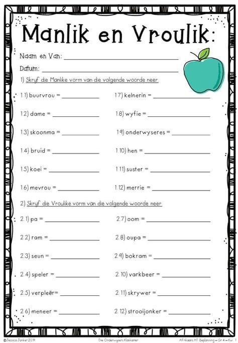 Grade 4 Afrikaans Second Language Worksheets