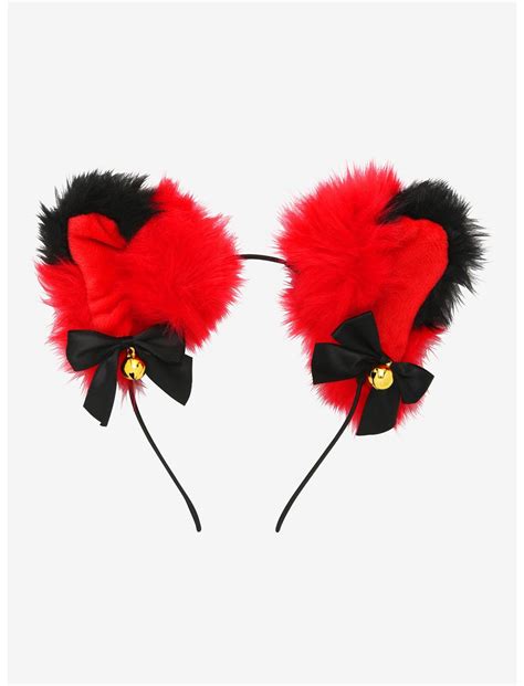 Black And Red Fuzzy Cat Ear Headband Hot Topic