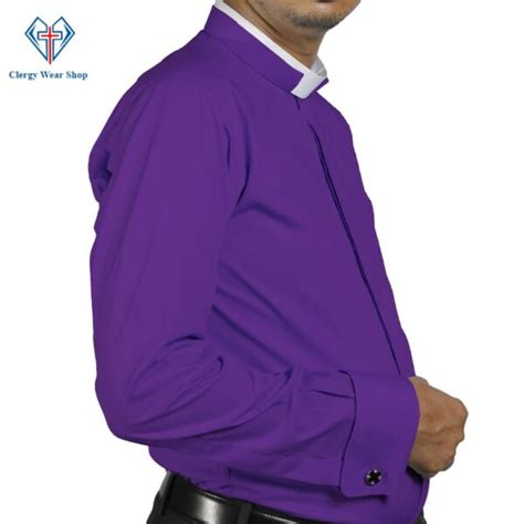 Purple Clergy Shirt - Versatile Style - Roman Collar Shirt