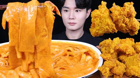 떡참 황금순살치킨 로제 떡볶이 치킨 먹방asmr Mukbang Rose Spicy Tteokbokki And Fried