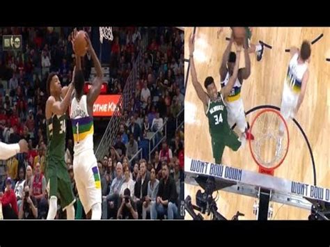 Giannis Blocks Zion Zion Rips Ball Away From Giannis Pelicans Vs