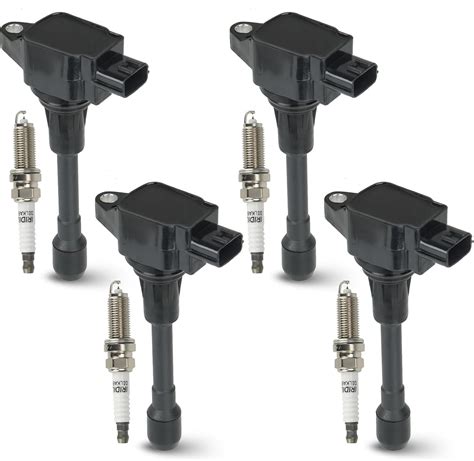 Hurotoms 4pcs Ignition Coil Pack With 4pcs Iridium Spark Plug Compatible With Nissan