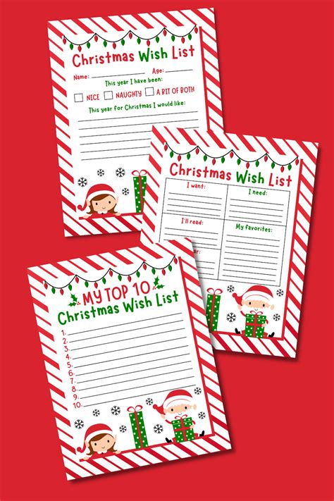 10 Free Christmas Wish List Printables For Kids Prudent Penny Pincher